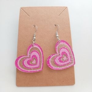 Fashion Jewelry Pink Heart Earrings
